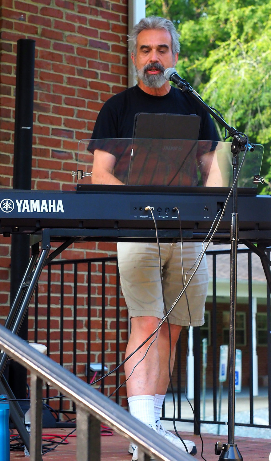 Erich Lieth of Chapel Hill sang and played keyboard at Cedar Grove UMC's 'summer fiesta' last Saturday in Pittsboro.